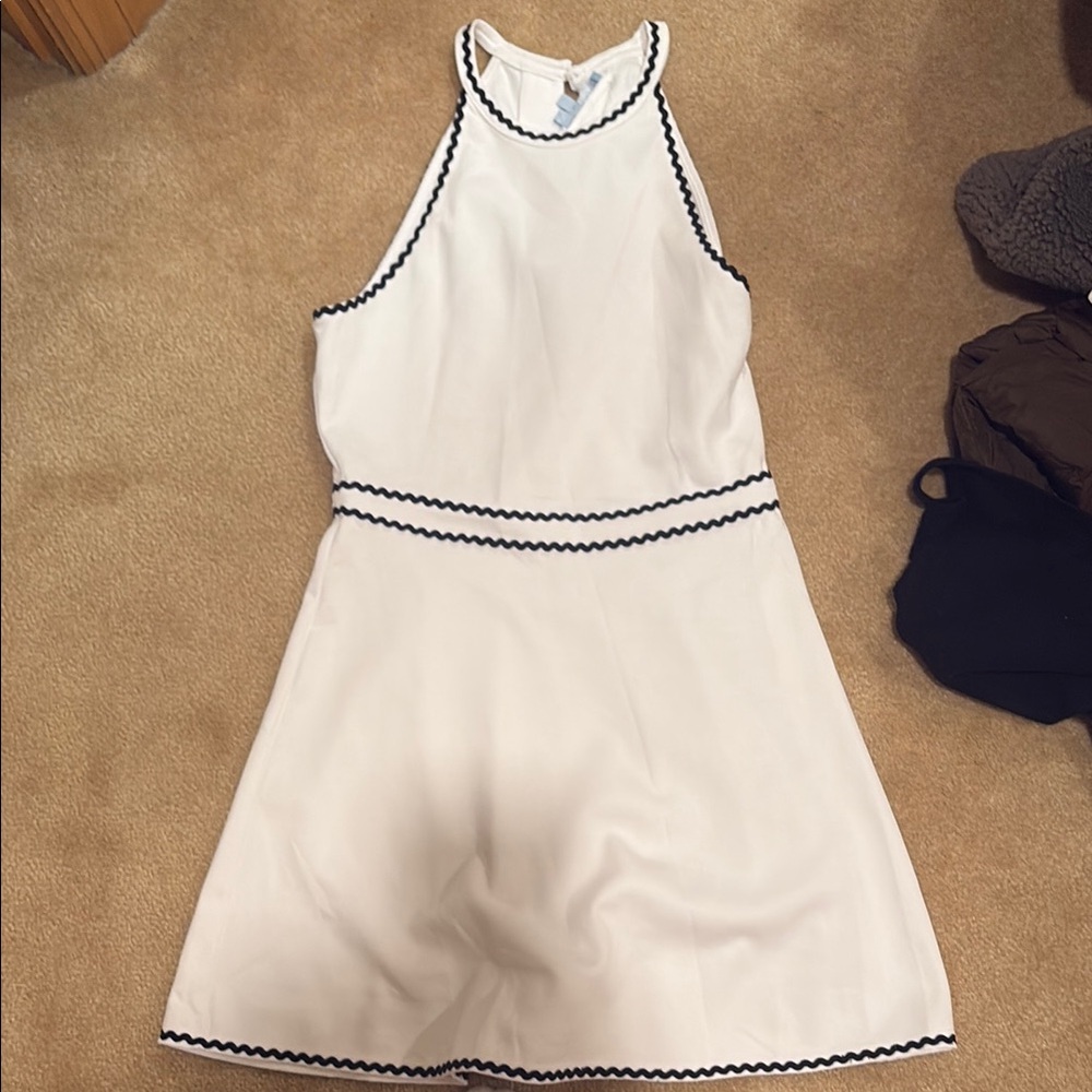 Hill House White Dress with Black Accents